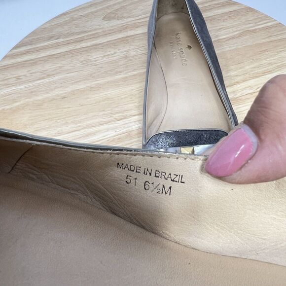 Kate Spade Silver Shimmer Ballet Flats Women’s 6.5 Office Work Professional - Picture 10 of 10